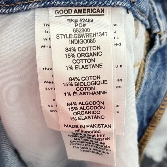 Good American Good Boy Destructed Womens Jeans 2/26 Distressed Indigo Light Wash - Picture 7 of 8